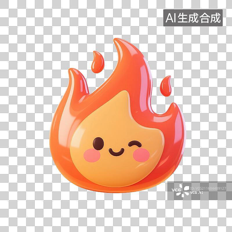 【AI数字艺术】3D渲染，卡通拟人火焰，燃烧，火苗，双十一，618，免抠元素图片素材