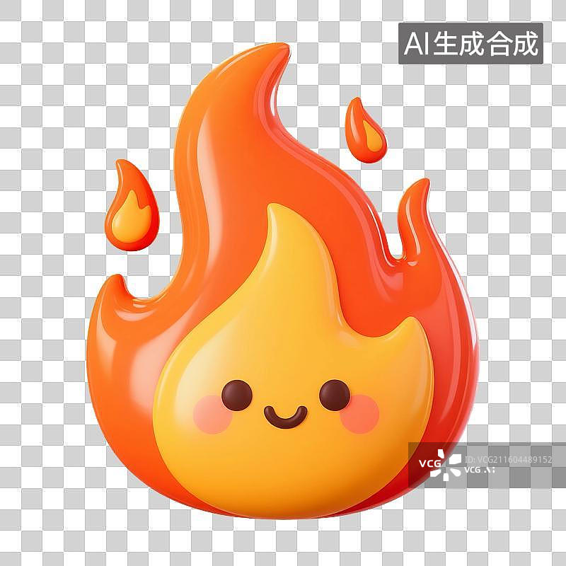 【AI数字艺术】3D渲染，卡通拟人火焰，燃烧，火苗，双十一，618，免抠元素图片素材