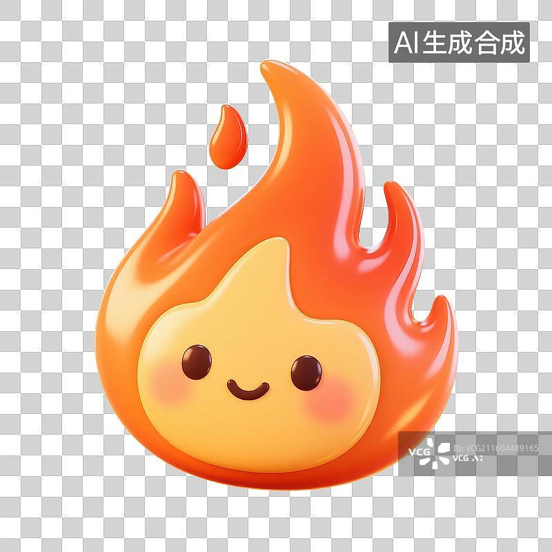 【AI数字艺术】3D渲染，卡通拟人火焰，燃烧，火苗，双十一，618，免抠元素图片素材