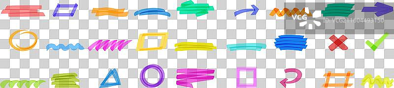 文本荧光笔图标集，一套彩色的手绘图标图片素材