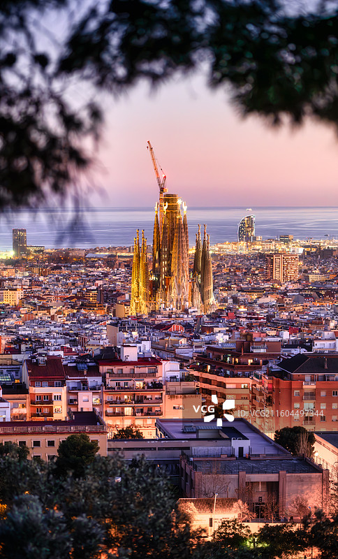 巴塞罗那城市夜景图片素材