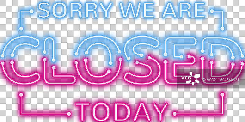 发光的“抱歉，暂停营业”标识图片素材