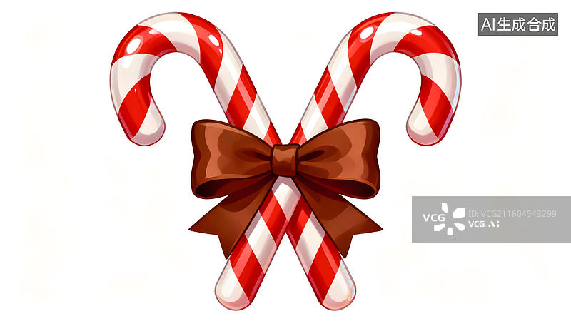 【AI数字艺术】交叉糖果手杖与蝴蝶结图片素材