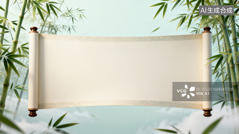 【AI数字艺术】传统文化，中国传统卷轴，卷轴，春节，新年，卷轴背景图片素材