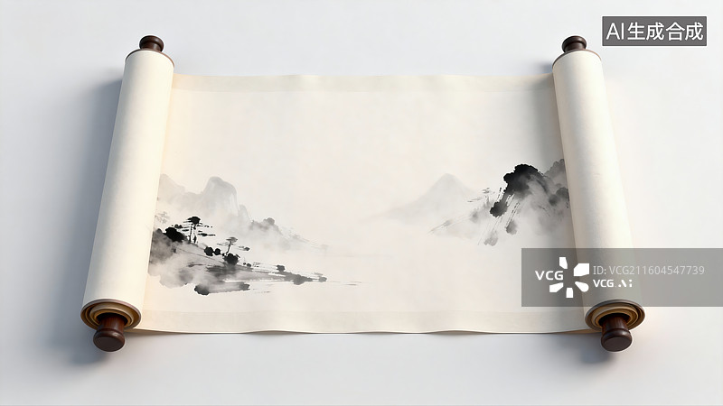 【AI数字艺术】传统文化，中国传统卷轴，卷轴，春节，新年，卷轴背景图片素材