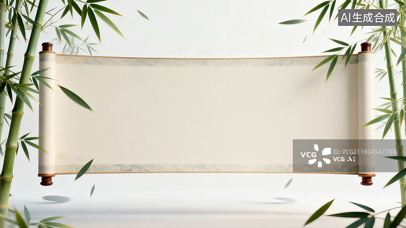 【AI数字艺术】传统文化，中国传统卷轴，卷轴，春节，新年，卷轴背景图片素材