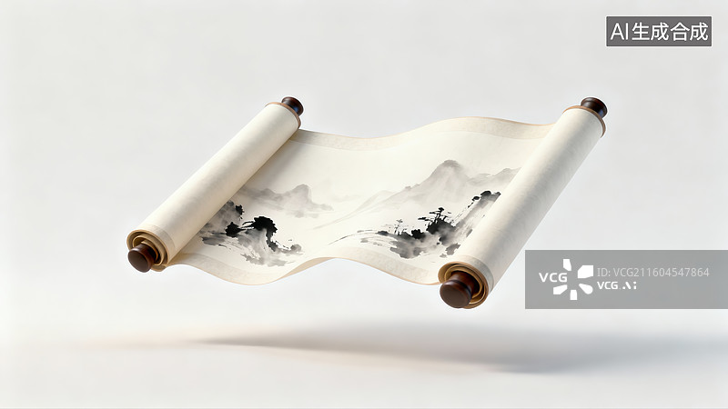 【AI数字艺术】传统文化，中国传统卷轴，卷轴，春节，新年，卷轴背景图片素材