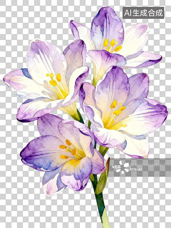【AI数字艺术】小苍兰 香雪兰 水彩插画花卉系列图片素材