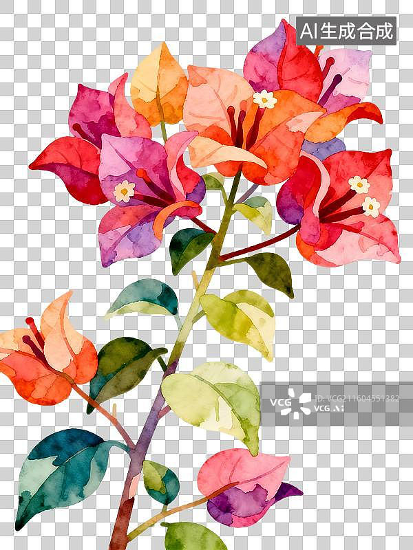 【AI数字艺术】三角梅 九重葛水彩插画花卉系列图片素材
