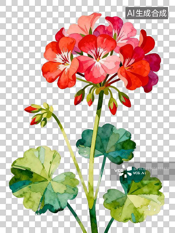 【AI数字艺术】天竺葵 水彩插画花卉系列图片素材