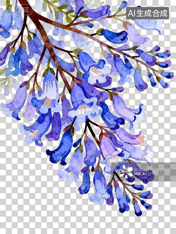 【AI数字艺术】蓝花楹 水彩插画花卉系列图片素材