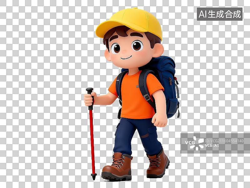 【AI数字艺术】旅游出行主题 卡通Q萌登山徒步者免抠素材图片素材