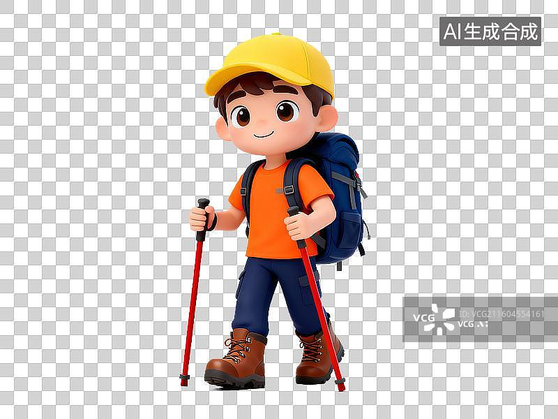 【AI数字艺术】旅游出行主题 卡通Q萌登山徒步者免抠素材图片素材