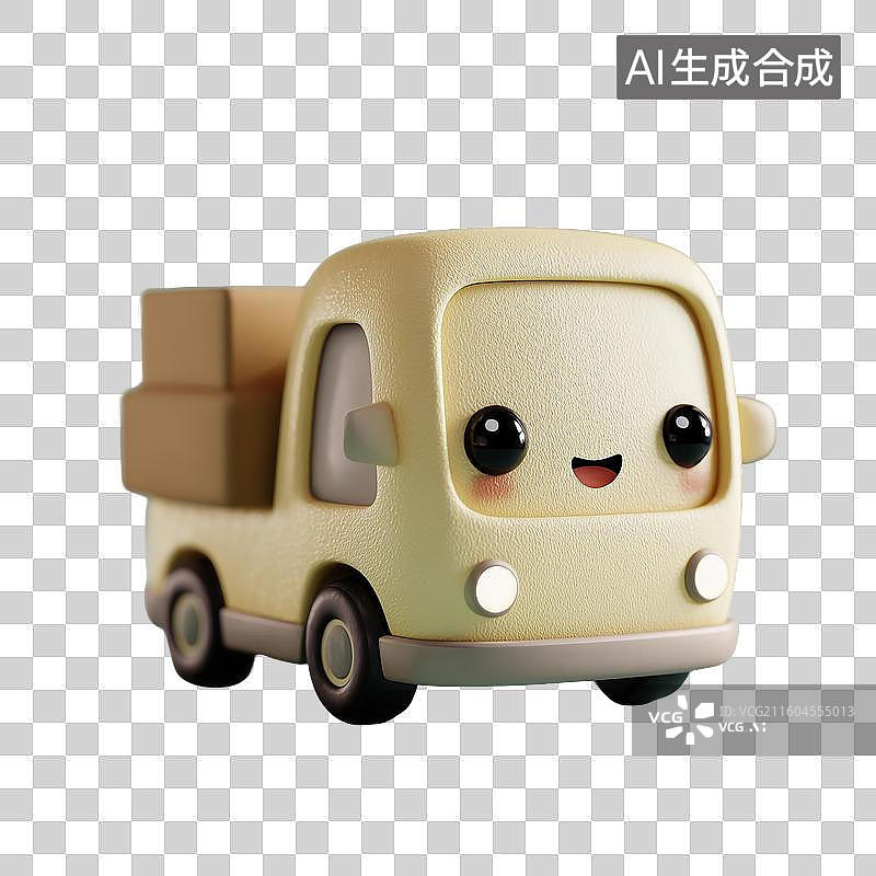 【AI数字艺术】黄色快递车3D角色图片素材