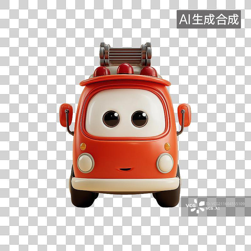 【AI数字艺术】卡通消防车3D角色图片素材