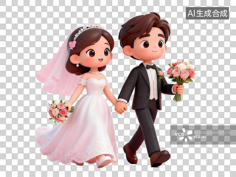 【AI数字艺术】旅游出行主题 卡通Q萌新婚蜜月夫妇免抠素材图片素材