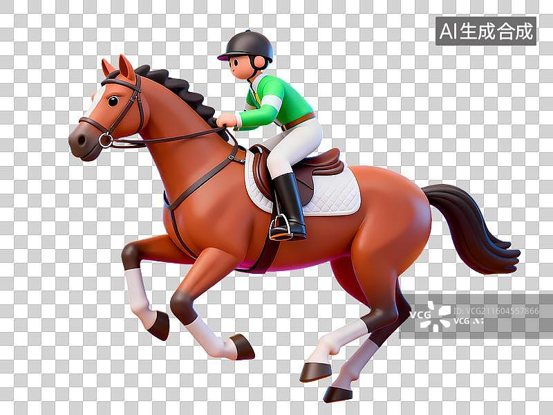 【AI数字艺术】马术骑手骑马3D立体C4D渲染醒目强对比激情氛围体育项目卡通插画元素图片素材