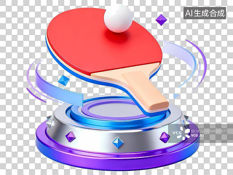 【AI数字艺术】乒乓球拍3D立体C4D渲染醒目强对比激情氛围体育项目卡通插画元素图片素材