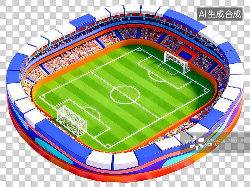 【AI数字艺术】足球场地3D立体C4D渲染醒目强对比激情氛围体育项目卡通插画元素图片素材