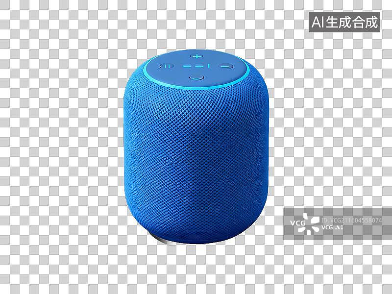 【AI数字艺术】科技类主题 蓝色圆柱形智能音箱图片素材