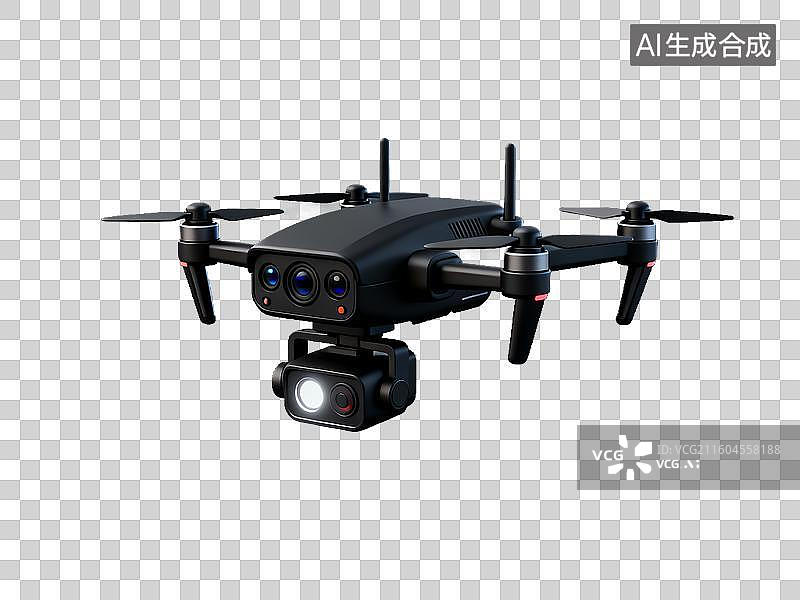 【AI数字艺术】新科技类主题 黑色四轴飞行器带摄像头图片素材