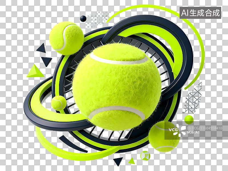 【AI数字艺术】网球场地模型3D立体C4D渲染醒目强对比激情氛围体育项目卡通插画元素图片素材