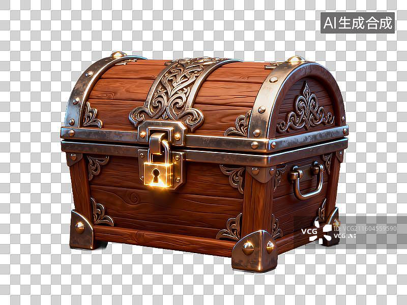 【AI数字艺术】电商购物 促销元素 木质宝箱图片素材