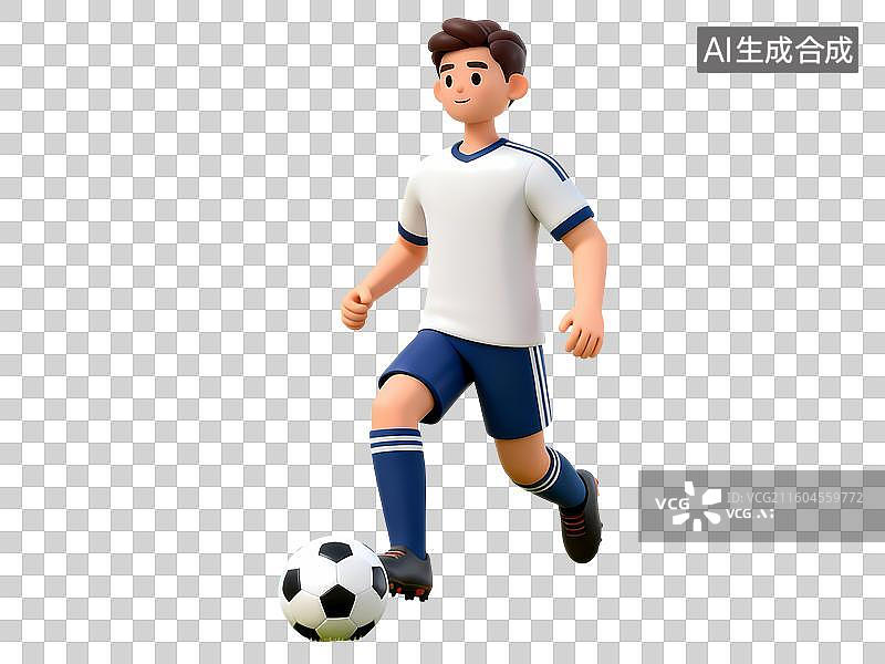 【AI数字艺术】踢足球男性3D立体C4D渲染醒目强对比激情氛围体育项目卡通插画元素图片素材