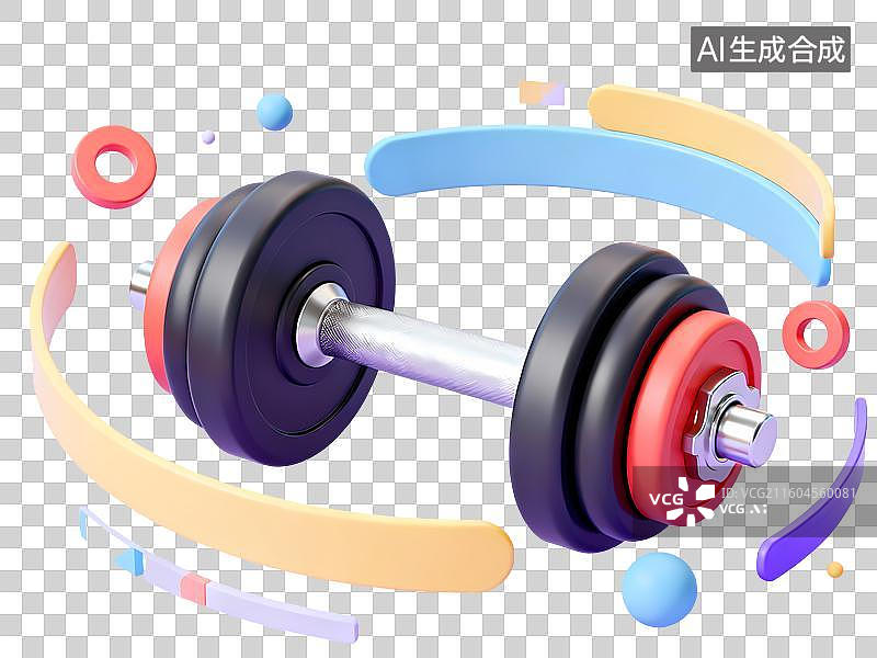 【AI数字艺术】哑铃3D立体C4D渲染醒目强对比激情氛围体育项目卡通插画元素图片素材