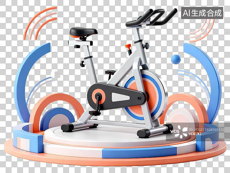 【AI数字艺术】动感单车3D立体C4D渲染醒目强对比激情氛围体育项目卡通插画元素图片素材