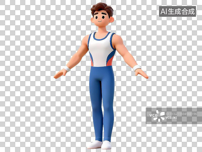 【AI数字艺术】体操男性3D立体C4D渲染醒目强对比激情氛围体育项目卡通插画元素图片素材