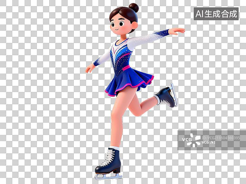 【AI数字艺术】花样滑冰女性3D立体C4D渲染醒目强对比激情氛围体育项目卡通插画元素图片素材