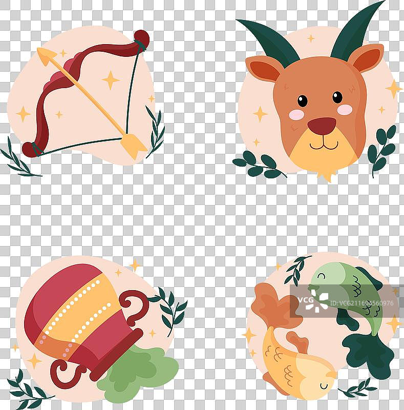 手绘十二宫星座图图片素材