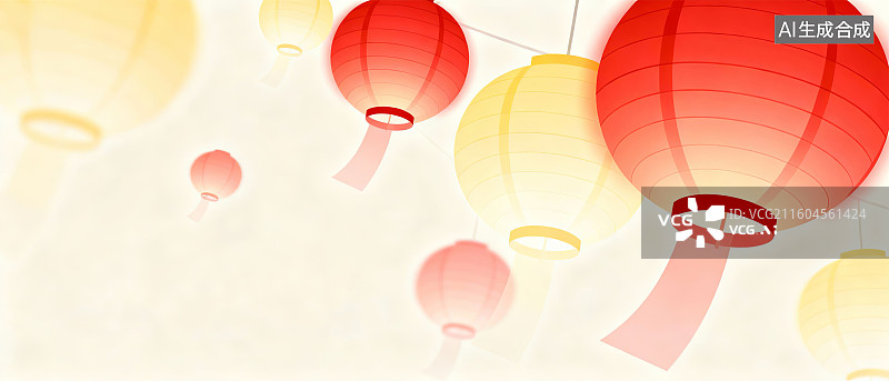 【AI数字艺术】悬挂的彩色灯笼图片素材