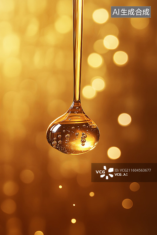 【AI数字艺术】金黄色液体滴落瞬间图片素材