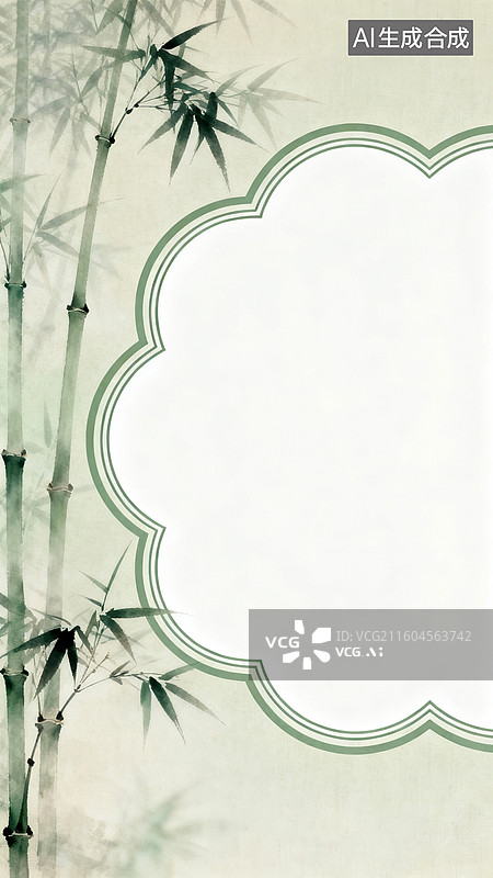 【AI数字艺术】竹梅中式水墨风古典装饰场景图片素材
