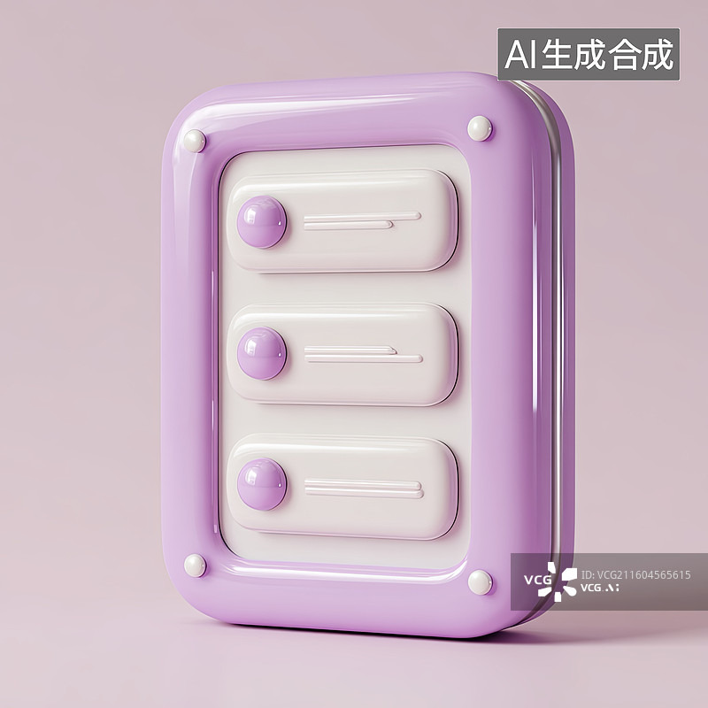 【AI数字艺术】紫色矩形装置带三个按钮图片素材