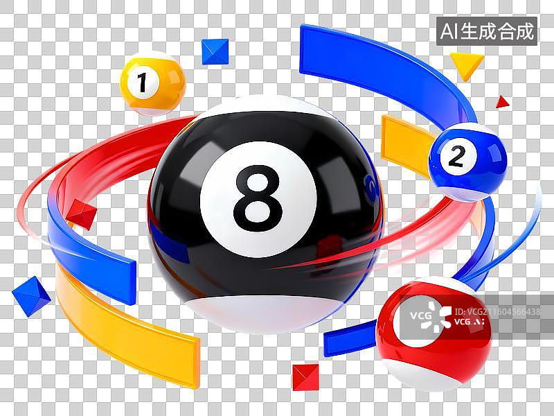 【AI数字艺术】台球设备用品3D立体C4D渲染醒目强对比激情氛围体育项目卡通插画元素图片素材