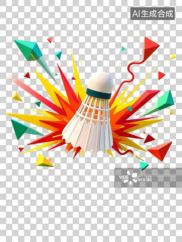 【AI数字艺术】羽毛球设备用品场地3D立体C4D渲染醒目强对比激情氛围体育项目卡通插画元素图片素材