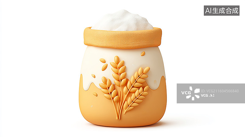 【AI数字艺术】陶罐装奶油与麦穗图案图片素材