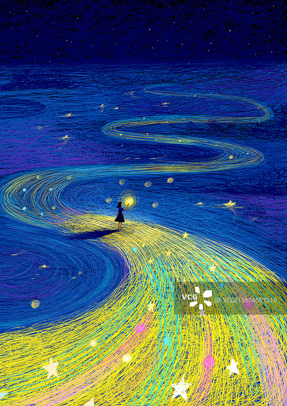 手握星光，独自前行图片素材