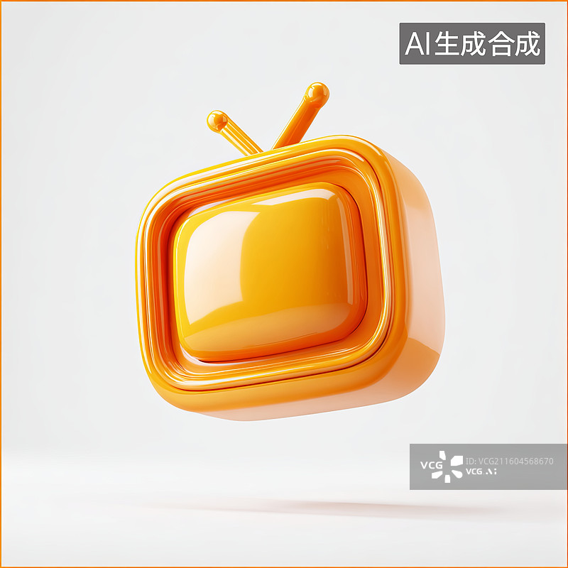 【AI数字艺术】橙色复古电视机模型图片素材
