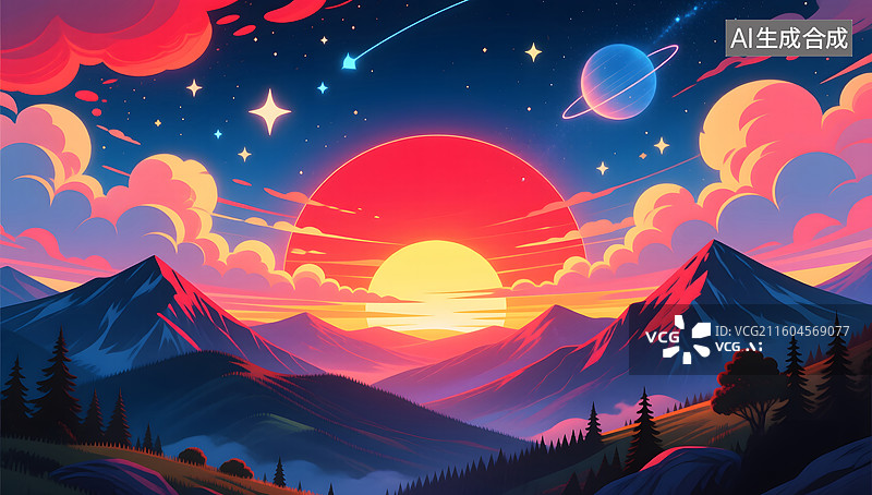 【AI数字艺术】梦幻云朵天空场景插图图片素材