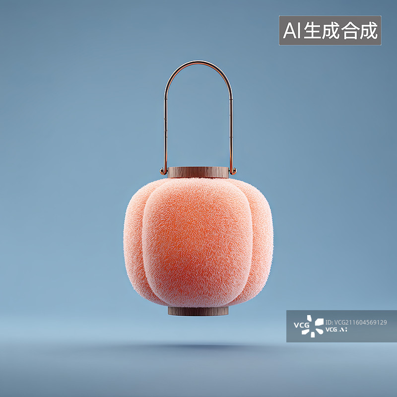 【AI数字艺术】粉色毛绒灯笼悬空展示图片素材