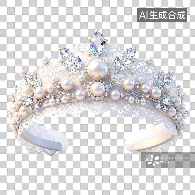 【AI数字艺术】轻婚纱头饰结婚主题3D卡通C4D渲染轻拟物磨砂半透明质感插画元素图片素材