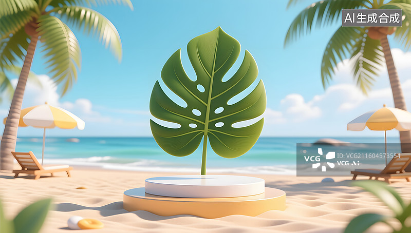 【AI数字艺术】电商产品展台的三维渲染背景图片素材