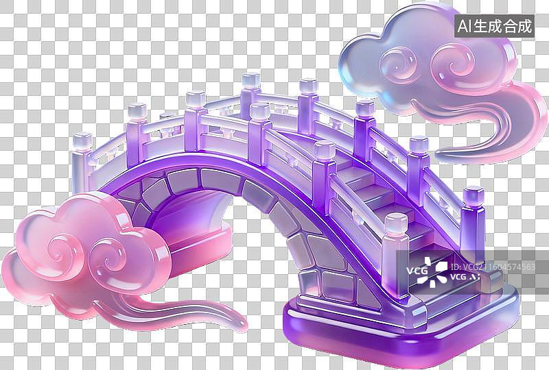 【AI数字艺术】梦幻紫色拱桥云朵装饰图片素材