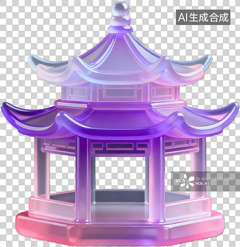 【AI数字艺术】梦幻琉璃亭阁模型图片素材