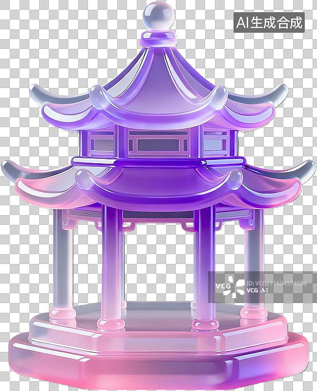 【AI数字艺术】梦幻琉璃亭阁模型图片素材