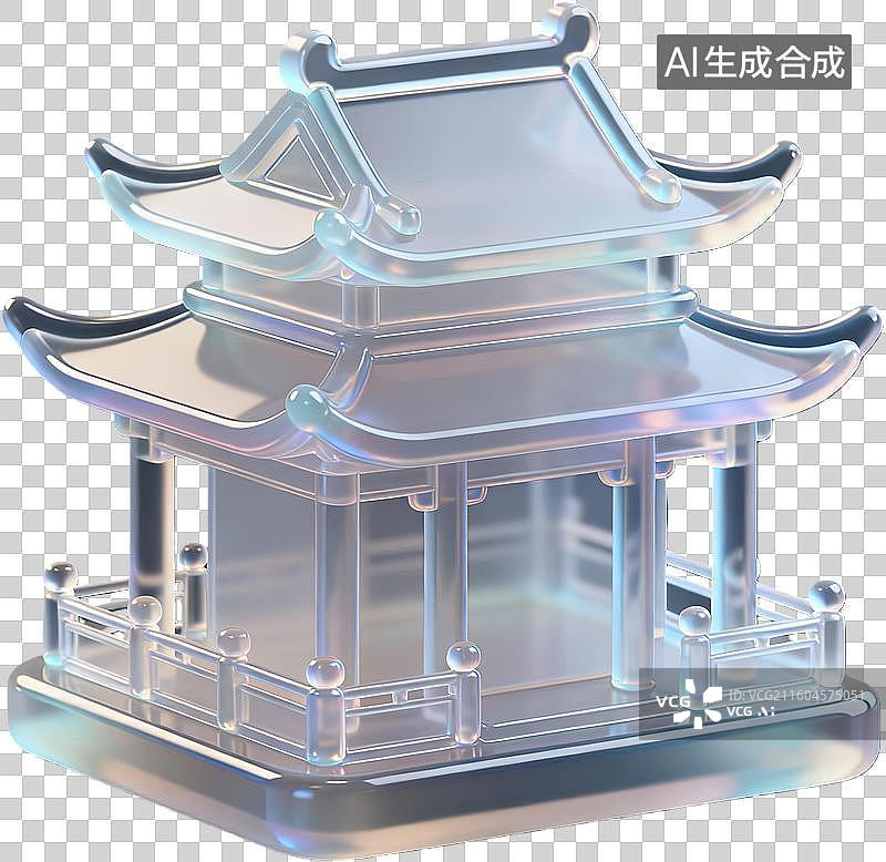 【AI数字艺术】透明玻璃建筑模型精致典雅图片素材